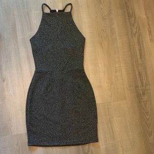 Black & Sliver Sparkle Body Con Dress